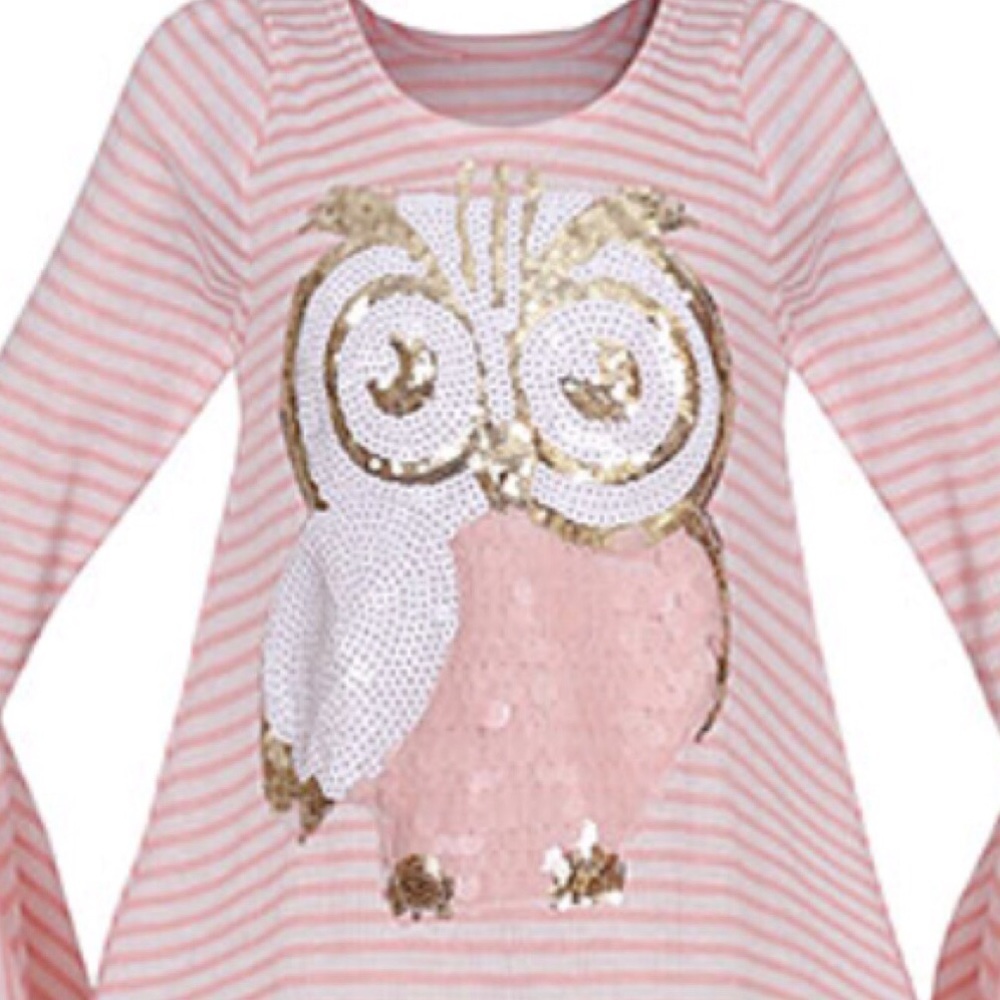 ▪️Pink and White Striped Owl Tunic - Picture 2 of 2